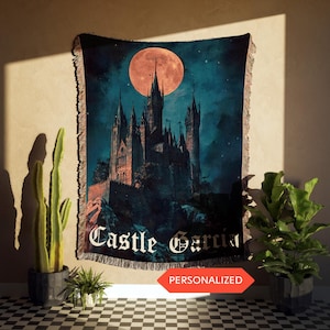 Couverture château gothique personnalisée tapisserie murale médiévale fantastique Cadeau Castlecore personnalisé pour lui ou pour elle Tapisserie médiévale