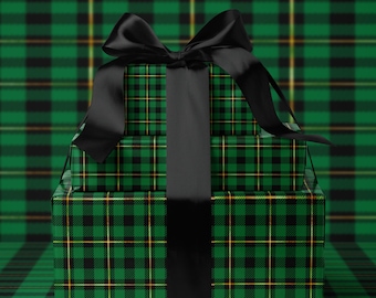 Papel de regalo navideño a cuadros verdes, rollo de papel para envolver regalos navideños, papel para envolver regalos festivos, regalos navideños