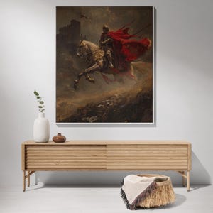 a painting of a man riding a horse