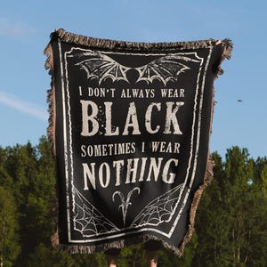 Gothic Woven Blanket Dark Academia Throw Halloween Decor Vampy Cozy Tapestry for Goth Home or Dark Cottagecore Living Spaces