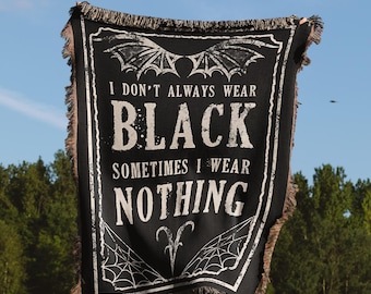 Gothic Woven Blanket Dark Academia Throw Halloween Decor Vampy Cozy Tapestry for Goth Home or Dark Cottagecore Living Spaces