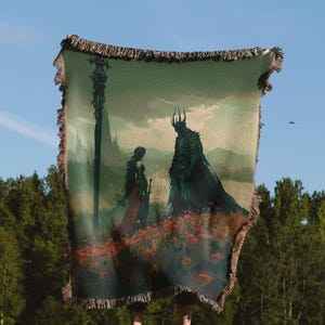 Dark Academia Medeltida Riddare Vävd Filt Gotisk Romantik Gobeläng Castlecore Bomullspläd Ren Faire Fantasy Heminredning Gåva
