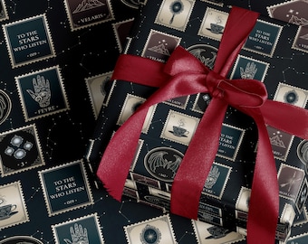 ACOTAR Velaris Night Court Wrapping Paper Dark Fantasy Gift Wrap Sarah J Maas Merch Romantasy BookTok Design Luxury Holiday Paper for Reader