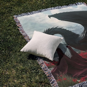 Throne of Glass Woven Blanket Aelin Rowan Dorian Manon & Abraxos Fantasy Book Decor Gift for TOG Fans and Cozy Bookish Reading Vibes image 2