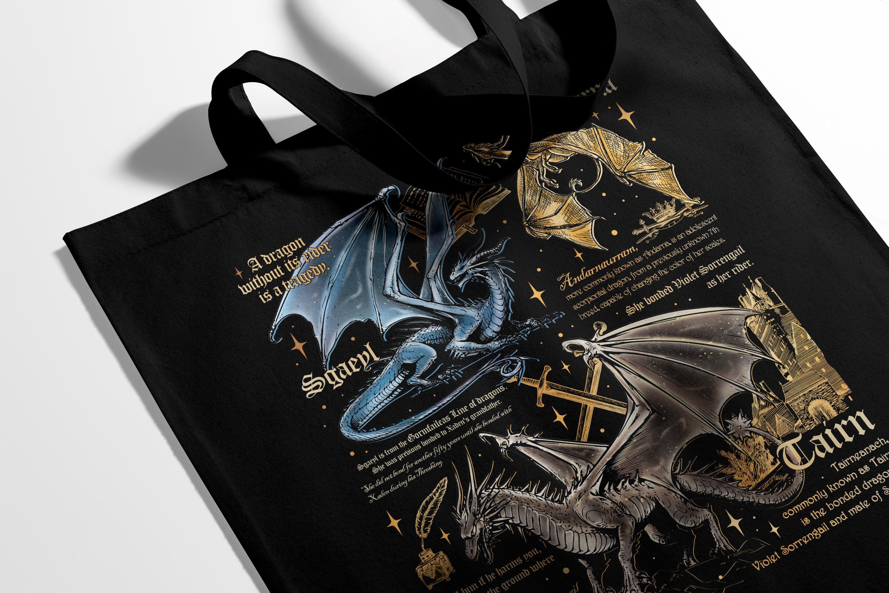 Dragon Rider Tote Bag Bookish Lover Gift Eco-Friendly Canvas Large Violet Sorrengail Dragon Rider Tote Bag - Dark Romance  main image 2