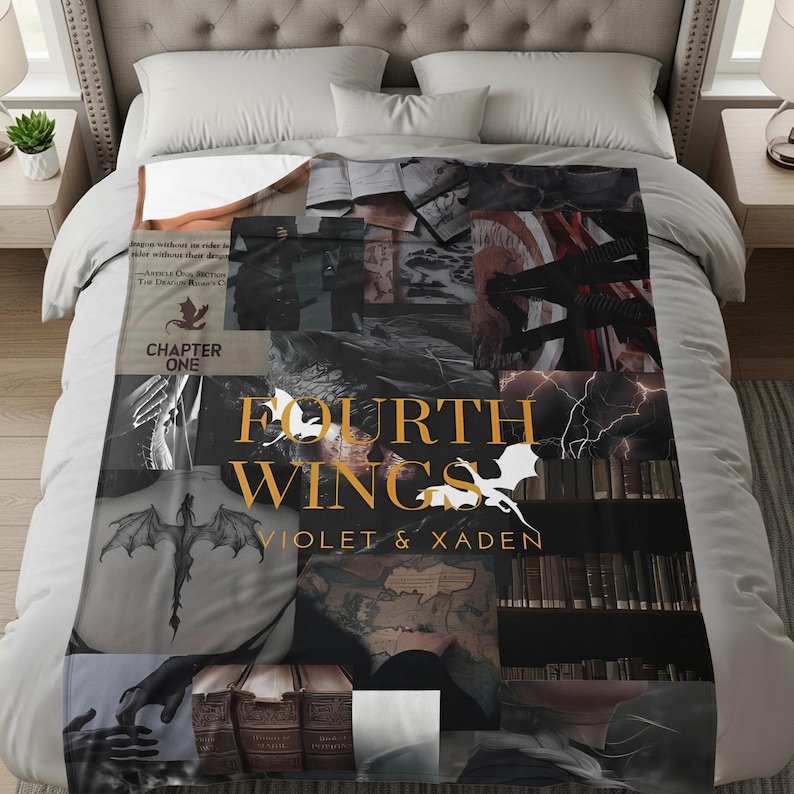 Fourth Wings Violet and Xaden Blanket, Fourth Wings Cozy Throw, Violet and Xaden Fan Gift, Book Lover Gift, Reader Blanket