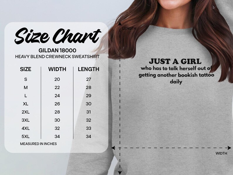 Just a Girl Crewneck Sweatshirt, Bookish Tattoo Quote, Funny Book Lover Gift, Reader Gift, Cozy Unisex Sweatshirt, Literary Apparel