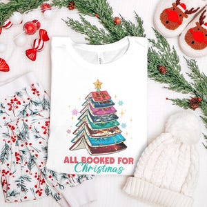 All Booked for Christmas Shirt, Christmas Pajamas Set, Holiday Book Lover Gift, Winter Reading Outfit, Festive Sleepwear for Readers