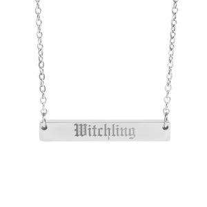 Witchling Bar Necklace, Halloween Jewelry, Gothic Pendant Necklace, Witchy Aesthetic Necklace, Spooky Fashion Accessory