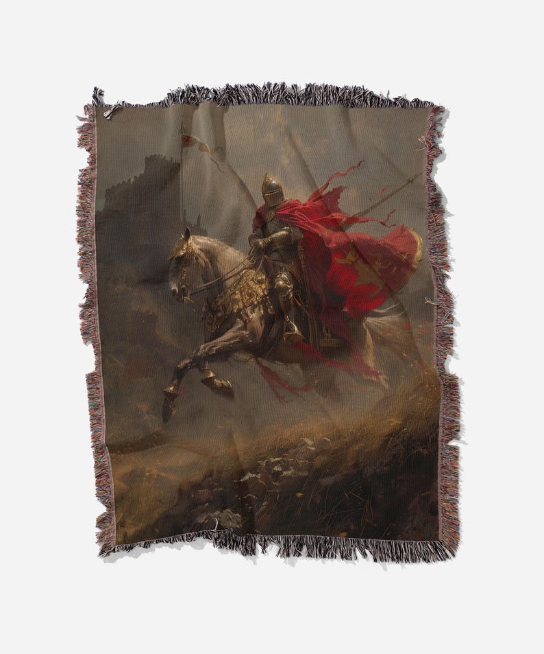 a painting of a man riding a horse