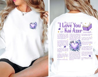 Sudadera Kai Azer Powerless, suéter I Love You, artículos de romance literario para lectores de fantasía, fans de BookTok Romantasy y de enemigos a amantes.