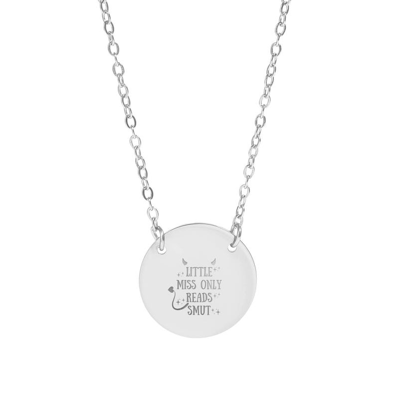 Little Miss Only Reads Smut Necklace, Funny Book Lover Pendant, Engraved Necklace for Readers, Gift for Bookworms, Unique Jewelry