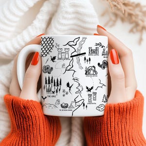 Fourth Wing Mug Dragon Coffee Cup with Basgiath Map Design Bookish Gift for Violet Sorrengail and Xaden Riorson Fantasy Romantasy Fans