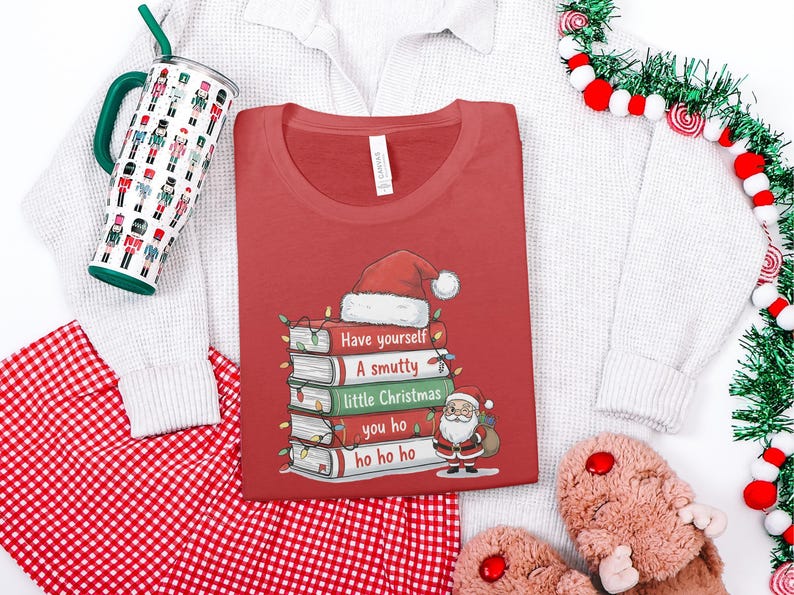 Christmas T-shirt, Holiday Shirt, Funny Christmas Shirt, Santa Claus Tee, Smutty Book Lover Gift, Cute Christmas Top, Xmas Graphic Tee