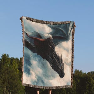 Abraxos Woven Dragon Blanket Throne of Glass Inspired Throw for Manon Blackbeak Fans Fantasy Bookish Gift for Readers and TOG Merch Lovers