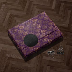 Gift Wrapping Paper Purple and Gold Patterned, Elegant Present Packaging, Luxury Decorative Wrapping, Party Gift Supplies