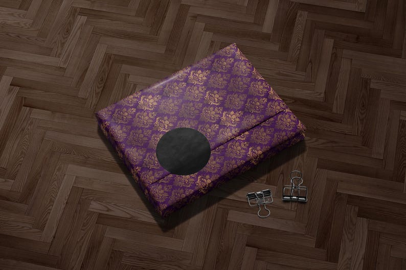 Gift Wrapping Paper Purple and Gold Patterned, Elegant Present Packaging, Luxury Decorative Wrapping, Party Gift Supplies