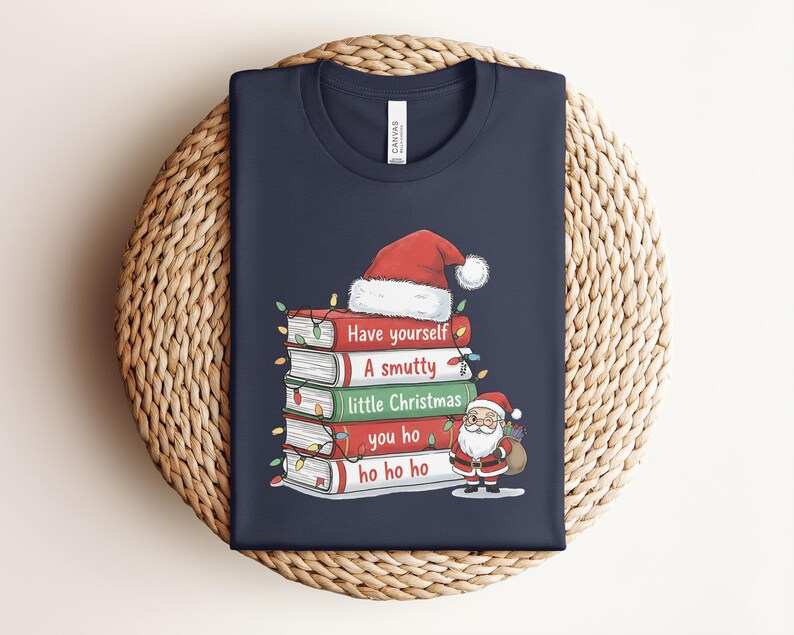 Funny Christmas T-Shirt, Santa and Book Lovers Tee, Humorous Holiday Gift, Unique Xmas present for Bookworms, Festive and Quirky