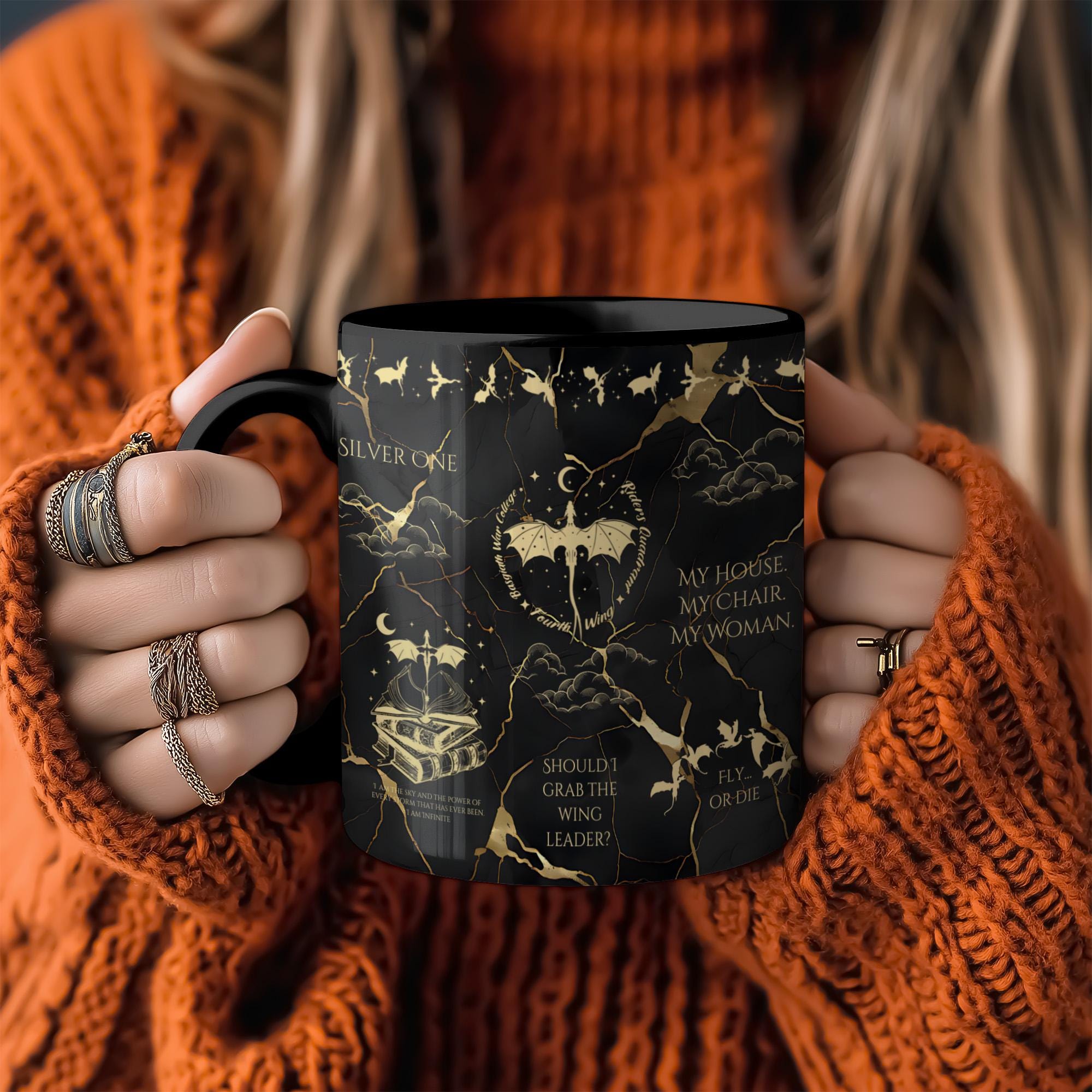 Fourth Wing Mug Bookish Dragon Mug Romantasy Mug for Xaden Riorson Fans BookTok Mug Gift for Wife Cute Bookish Mug Book Lover Gift