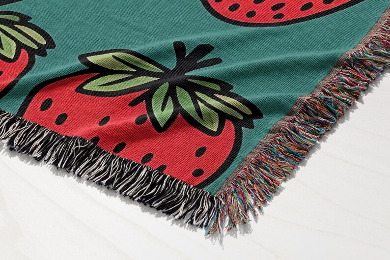 a close up of a blanket on a table