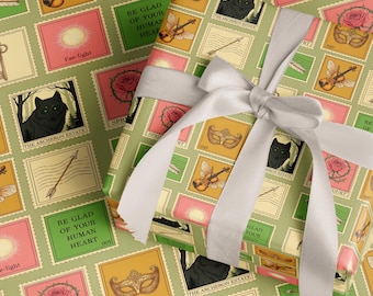 ACOTAR Wrapping Paper Sarah J Maas Gift Wrap for Book Lovers Velaris Design Romantic Fantasy BookTok Merch Luxury Christmas Paper for Reader