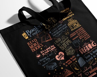 Sac fourre-tout Cadeau pour les amoureux des livres Cadeau pour le lecteur Cadeau pour livre Booktok Merch Cadeaux romantiques pour rat de bibliothèque pour amateurs de café