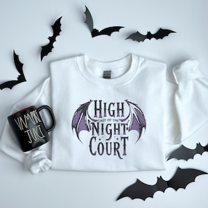 High Night Court ACOTAR Sweatshirt Rhysand Feyre Archeron Merch SJM Bookish Gift Cozy Fantasy Booktok Apparel High Lady Fandom Sweater