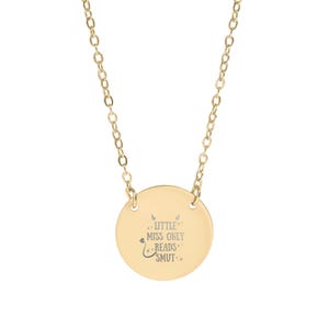 Little Miss Only Reads Smut Necklace, Funny Pendant Necklace, Book Lover Jewelry, Reader Gift, Custom Engraved Gold Necklace
