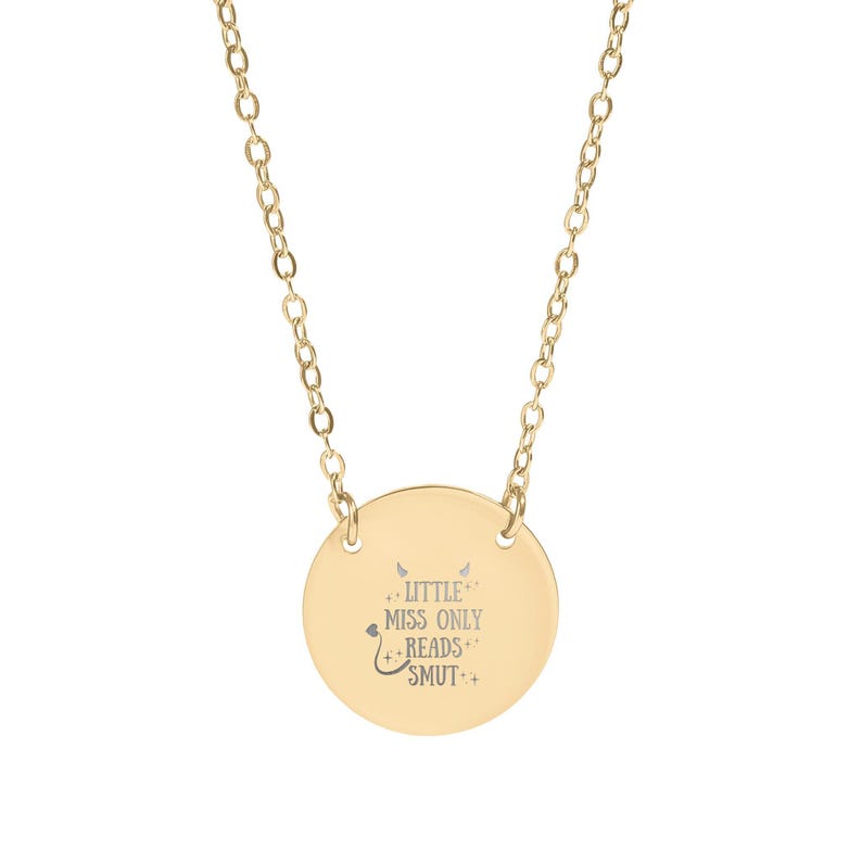 Little Miss Only Reads Smut Necklace, Funny Pendant Necklace, Book Lover Jewelry, Reader Gift, Custom Engraved Gold Necklace