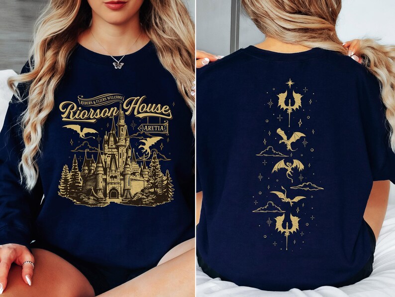 a woman sitting on a bed wearing a harry potter shirt