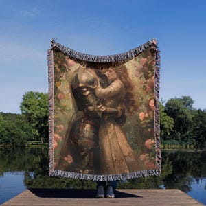 Fairytale Knight & Princess Woven Blanket | Enchanted Tapestry | DnD Gift | Princesscore Throw | Knight Tapestry | Folklore and Fairycore