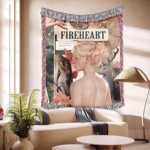 Fireheart TOG Woven Blanket Bookish Decor Gift for Readers Literary Fandom Gift fairycore Merch for Fantasy Fans and Book Lovers