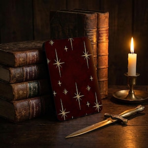 Red Gold Star Kindle Case Ereader Book Lover Gift, Celestial Pattern Reader Accessory, Cute Bookish Gift for Her, Aesthetic Kindle Sleeve