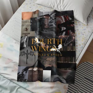 Fantasy Book Blanket, Cozy Reading Throw, Literary Gift for Book Lovers, Fourth Wings Design, Unique Home Decor Bedding Accessory