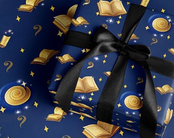 Rollo de papel de regalo estilo Dark Academia, papel de regalo gótico navideño para amantes de la magia, regalo navideño literario, estilo mágico de la vieja escuela