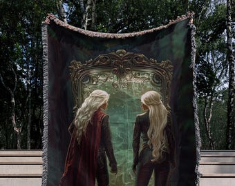 Throne of Glass Woven Blanket Sarah J Maas Rowan Whitethorn Aelin Galathynius Manon Blackbeak Dorian Havilliard Bookish Gift SJM Decor