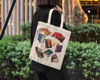Bolsa de tela Trono de Cristal, merchandising literario para fans de Sarah J Maas, regalo para amantes de la fantasía con diseño de Aelin Galathynius, bolsa de libros romántica SJM