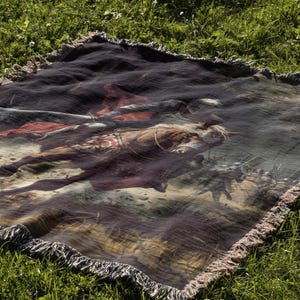 Knight Woven Throw Blanket | Dark Cottagecore Tapestry | Gothic Blanket | Light Academia Decor | Knight Lover Gift | Historical Tapestry
