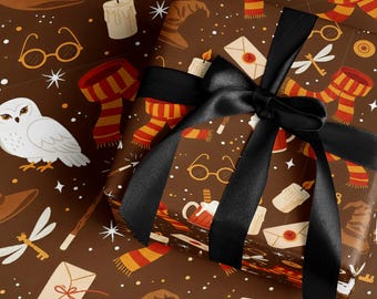 Wizard Wrapping Paper Christmas Magic Present Gift Wrap Roll Holiday Wrap Party Supplies Book Lover Birthday Creative Premium Wrap