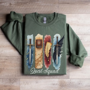 Quest Squad Fantasy Sweatshirt, Fourth Wing Merch, Dragon Rider Shirt, Basgiath War College Cozy Bookish Apparel for Readers