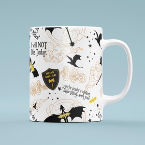 a coffee mug with a harry potter pattern on it