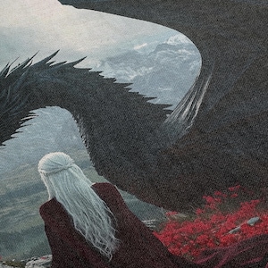 Throne of Glass Woven Blanket Aelin Rowan Dorian Manon & Abraxos Fantasy Book Decor Gift for TOG Fans and Cozy Bookish Reading Vibes image 4
