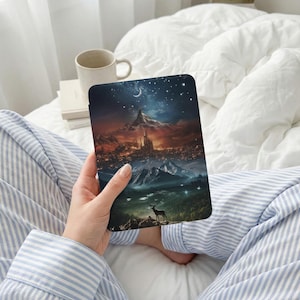 Mystic Fantasy Cityscape Art, Starry Night Mountain Landscape, Majestic Deer Crescent Moon, Epic Magical Realm Dreamscape
Fantasy Art
