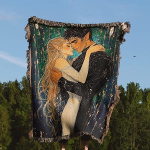 ACOTAR Blanket Feyre and Rhysand Throw Night Court Woven Blanket for Sarah J Maas Fans BookTok Gift Cozy Fantasy Bookish Home Decor