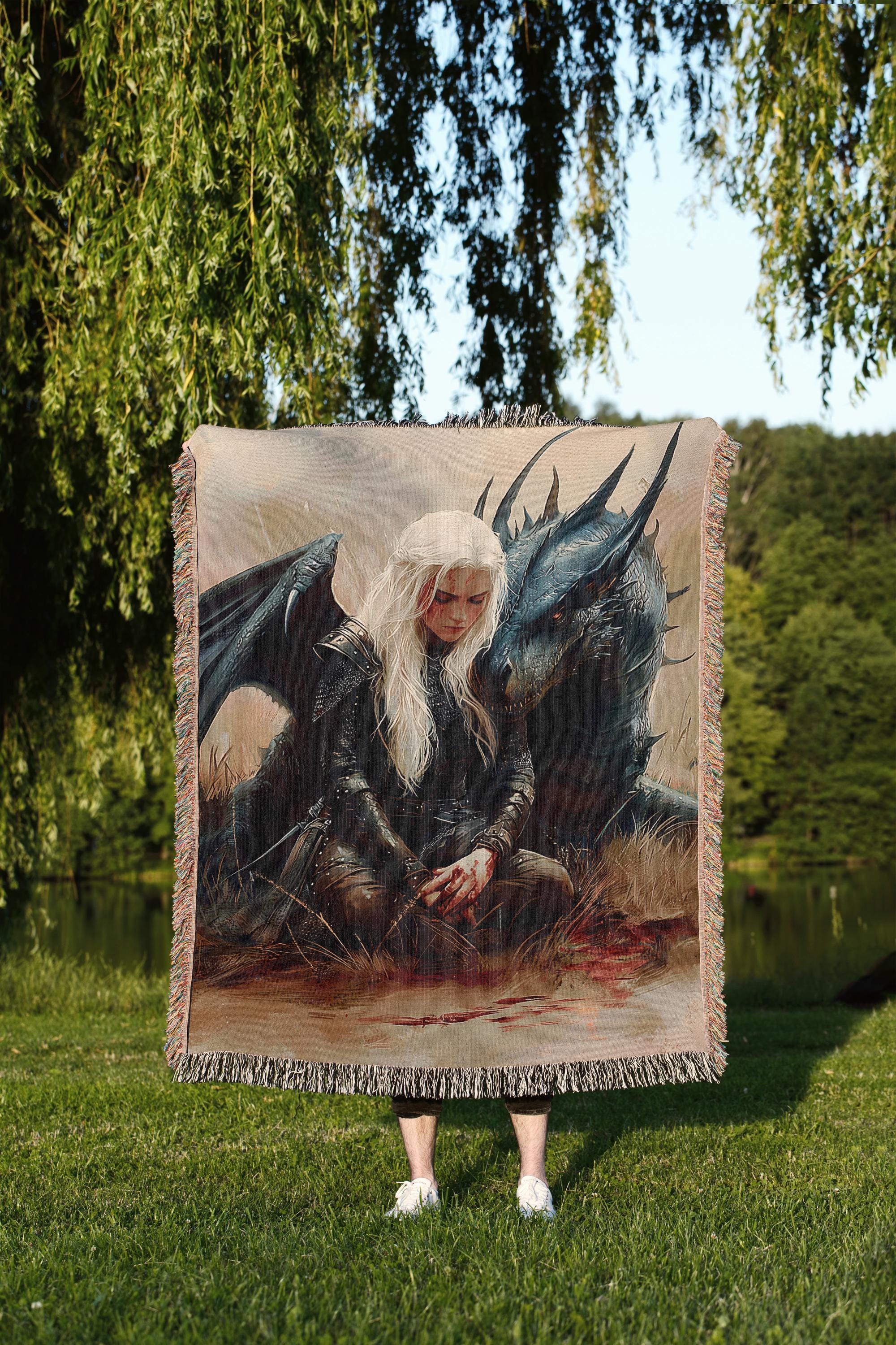 Manon Blackbeak and Abraxos Woven Blanket Throne of Glass Sarah J