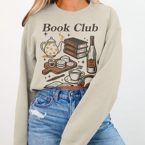 Cozy Book Club Crewneck Sweatshirt, Cute Literary Sweatshirt, Book Lover Gift, Bookish Pullover, Reading Enthusiast Jumper