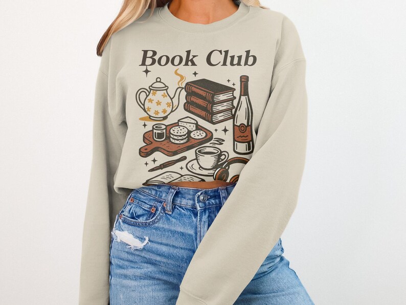 Cozy Book Club Crewneck Sweatshirt, Cute Literary Sweatshirt, Book Lover Gift, Bookish Pullover, Reading Enthusiast Jumper
