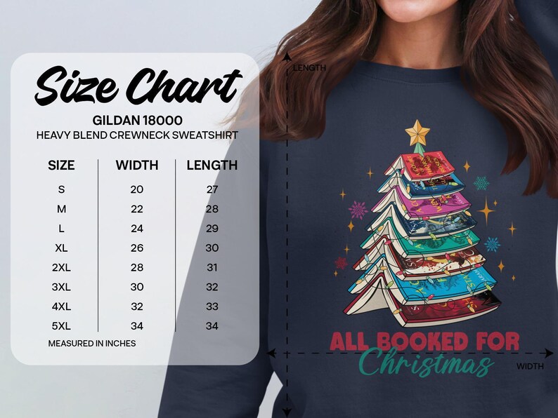 All Booked for Christmas Sweatshirt, Books Christmas Tree Sweatshirt, Reader Christmas Pullover, Holiday Book Lover Gift
