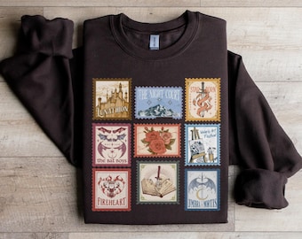 Throne Glass T-Shirt, ACOTAR SJM Fan Sweatshirt, Bookish Reader Gift, Literary Vintage Stamp Art Shirt, Velaris Night Court Fireheart Cozy