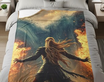 Manta del Trono de Cristal, Aelin Galathynius Corazón de Fuego, Reino de Ceniza, Manta Bookish Merchandising de Sarah J Maas, Manta acogedora To Whatever End